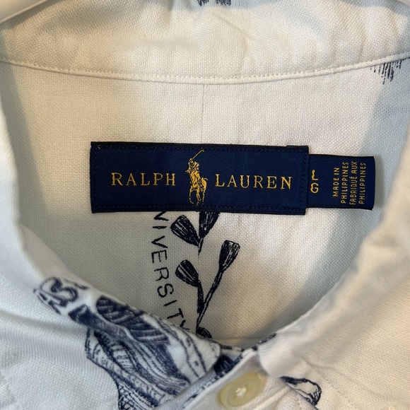 Ralph Lauren Long sleeve oxford white no stains collegiate symbols - Picture 3 of 7